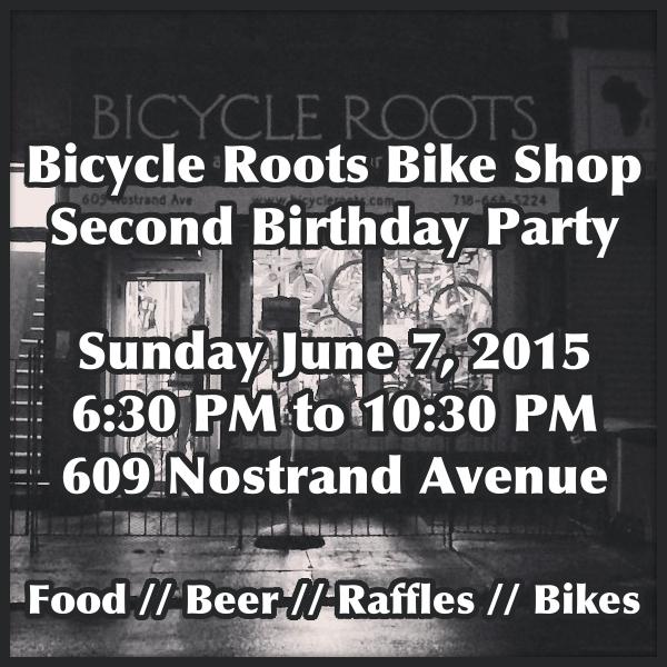 Bicycle Roots Second Birthday Party Flyer